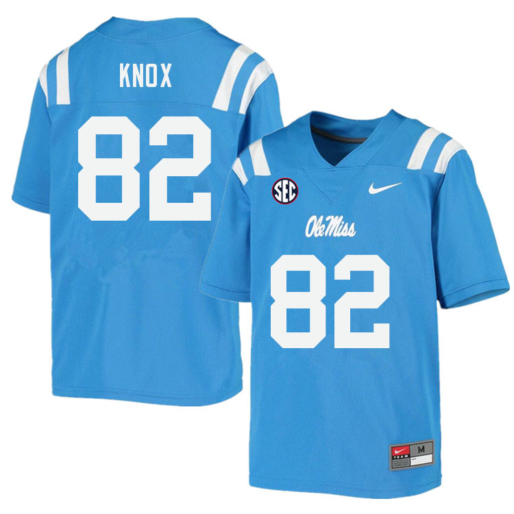 Men #82 Luke Knox Ole Miss Rebels College Football Jerseys Sale-Power Blue